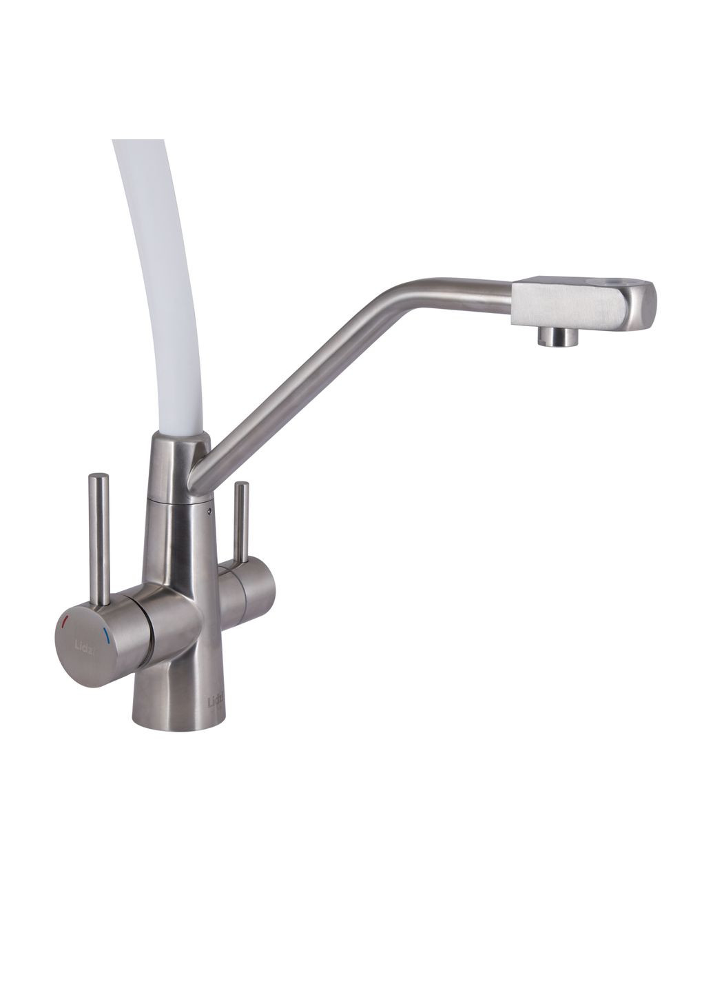 Смеситель для кухни Aria с гибким изливом с подключением для питьевой воды (k35) LDARI020F3WNK39480 White/Nickel LIDZ 020F3 (323485796)