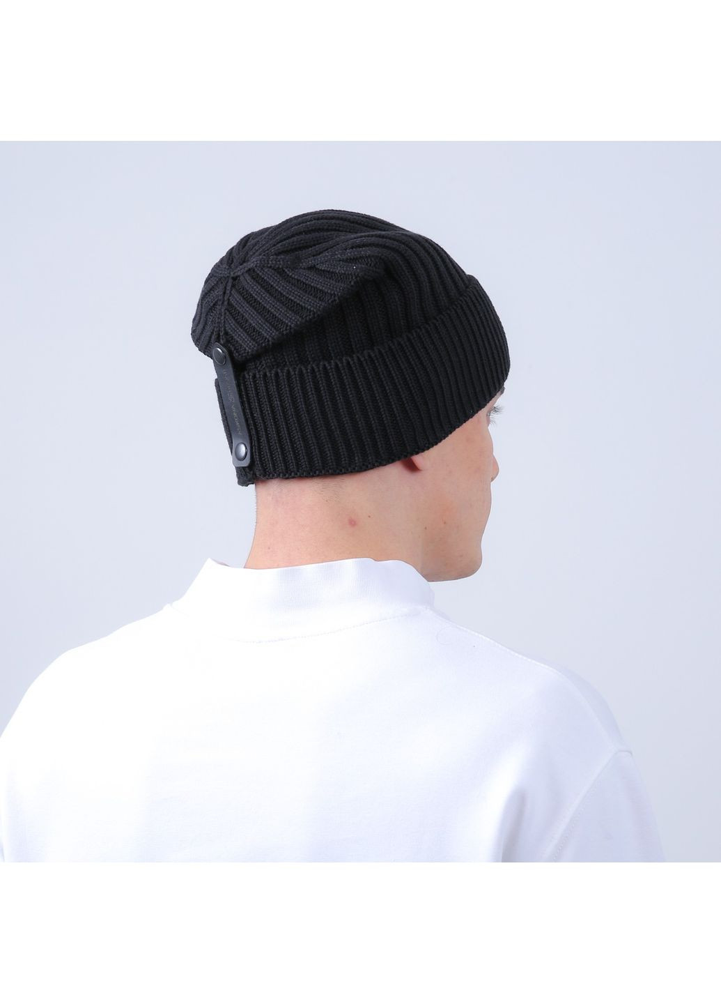 Шапка кулир мужская хлопк с шерстью черная АНТЕЙ 902-169 LuckyLOOK 902-169M (362623918)