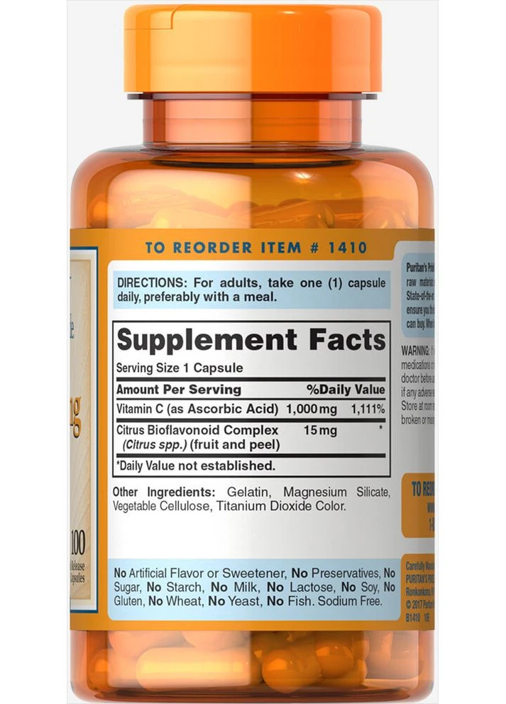 Вітамін С-1000 з биофлаваноидами, Vitamin C-1000 mg,, 100 капсул Puritans Pride (366547877)