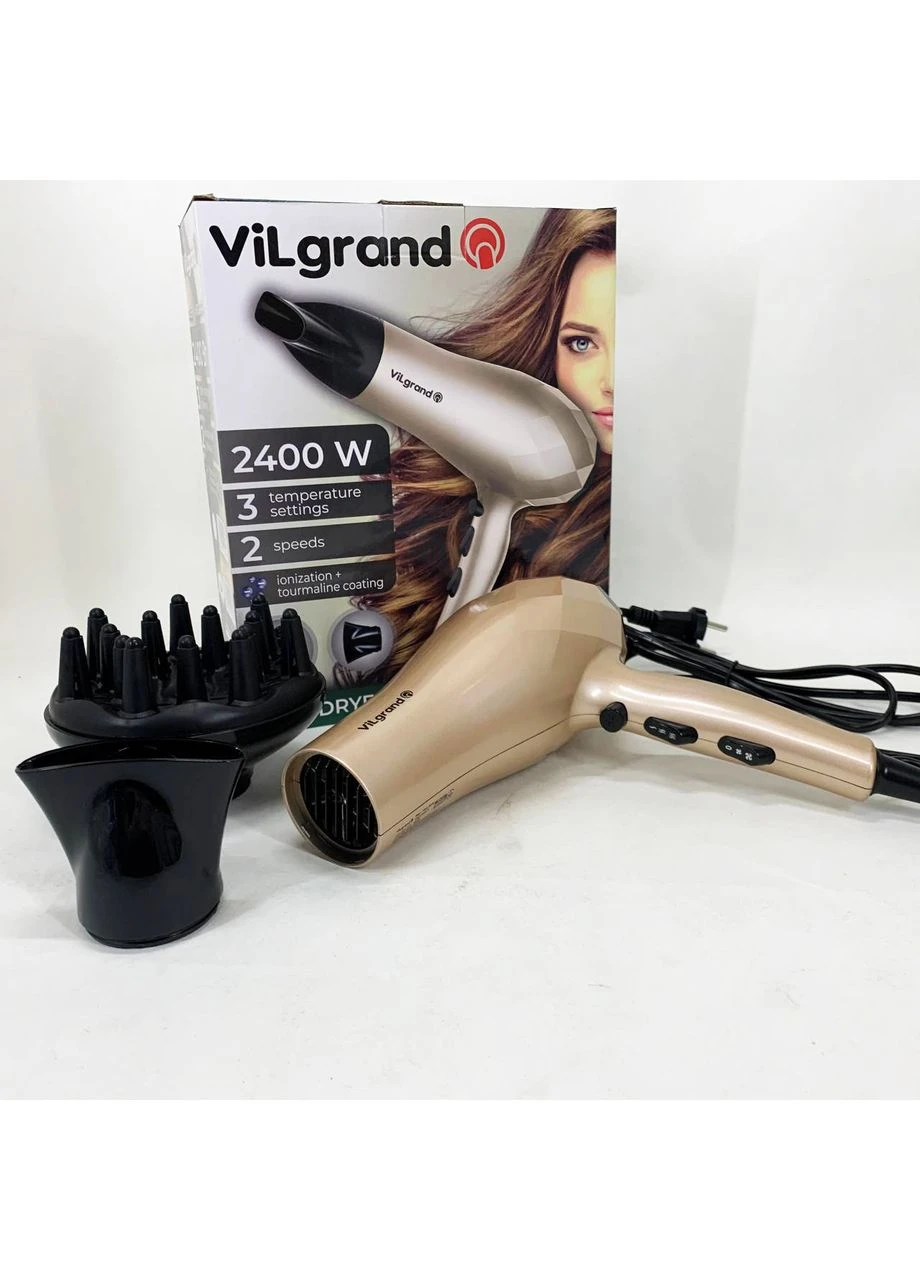 Женский мощный фен для укладки волос VHD 2424TI 2400 Вт, Фен для волос с режимами HR-68 Vilgrand (385436825)