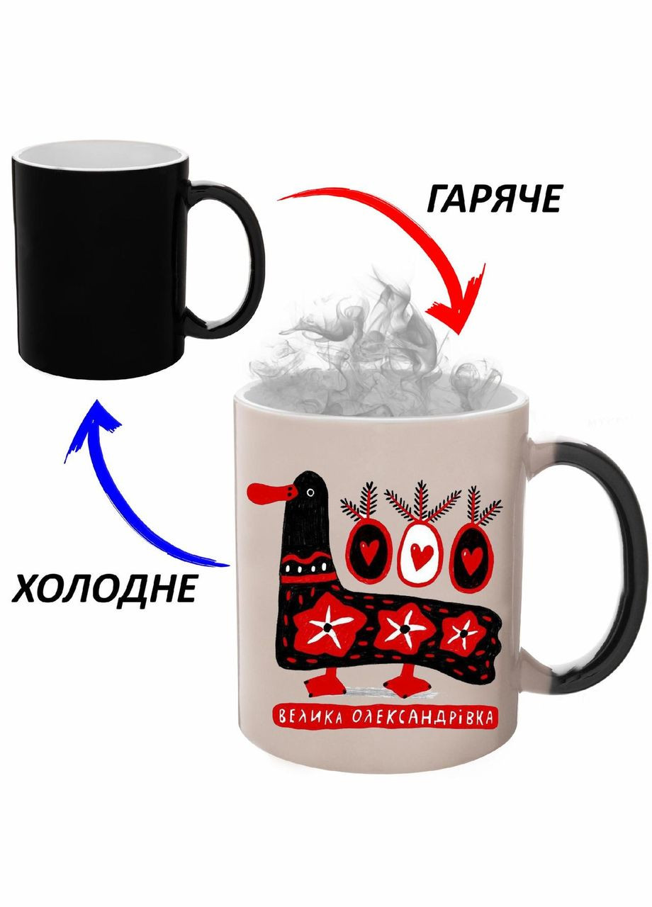 Чашка хамелон (кружка, чашка) Большая Александровка (Город Украины) Черная 330 мл No Brand (323471095)