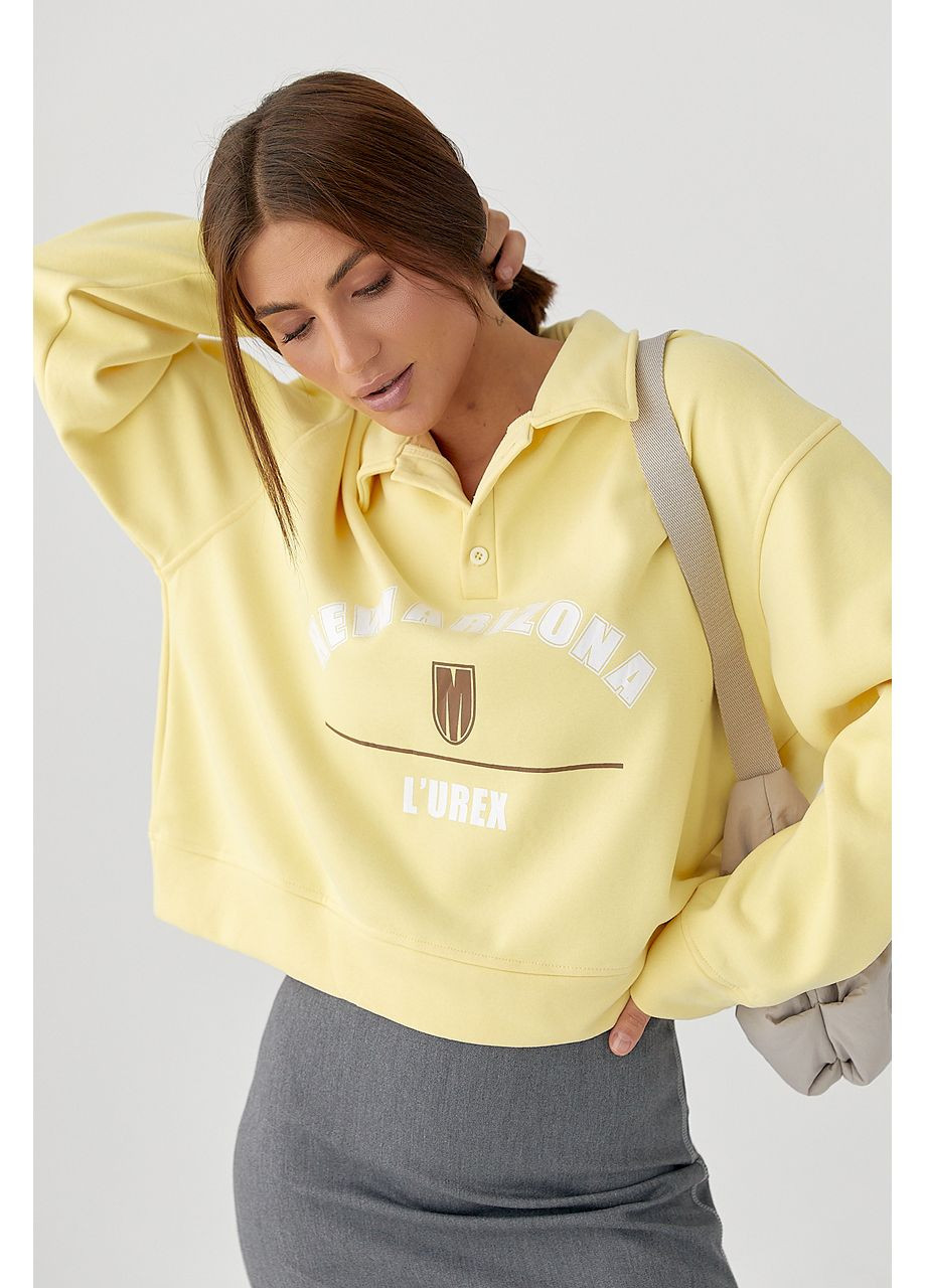 Жовтий утеплений світшот-поло з гудзиками Lurex (353036864)
