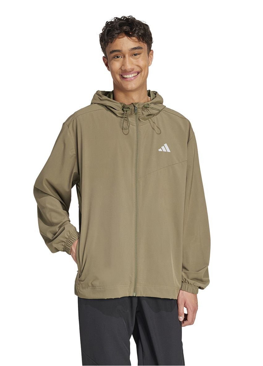 Оливкова (хакі) демісезонна спортивна водонепроникна куртка adidas