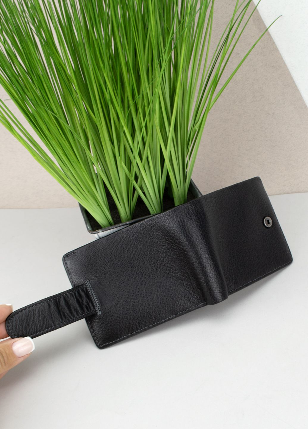 Кошелек мужской кожаный 1077 черный небольшой Ricco Grande (298938497)