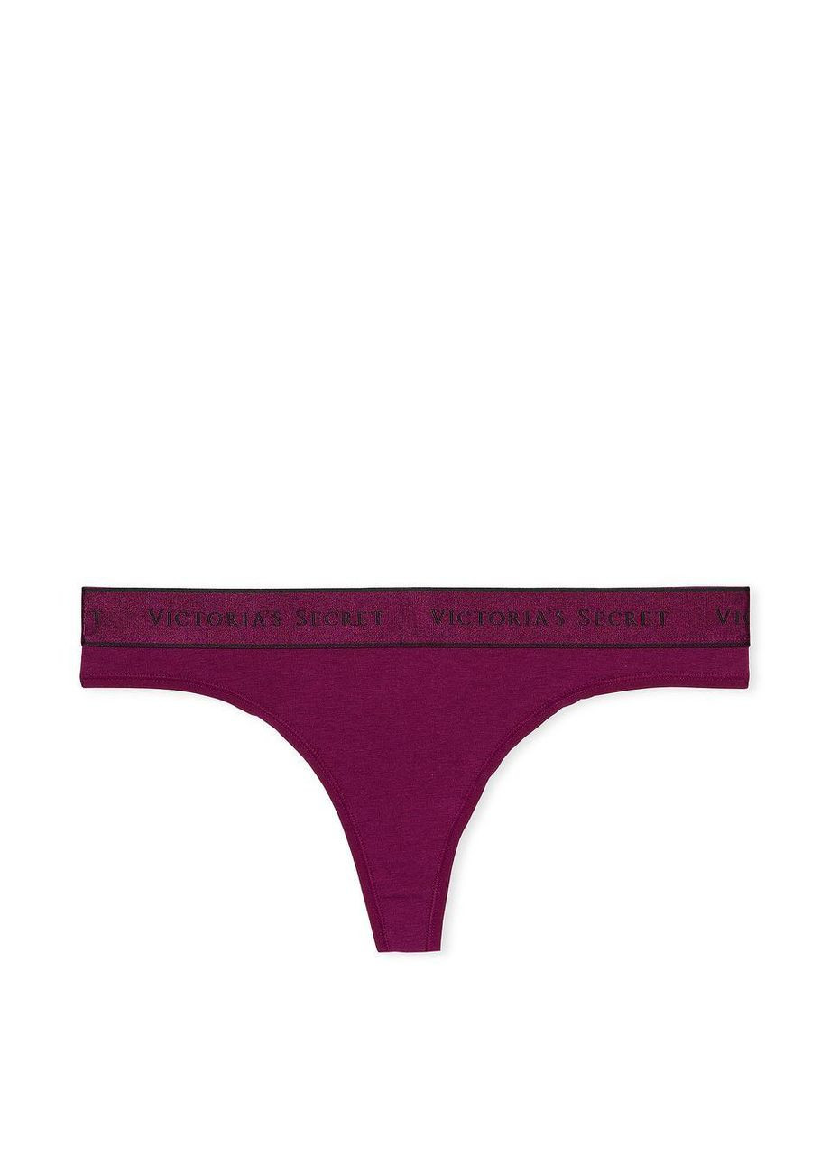 Жіночі трусики стрінги Logo Cotton Thong бордові Victoria's Secret (335723817)