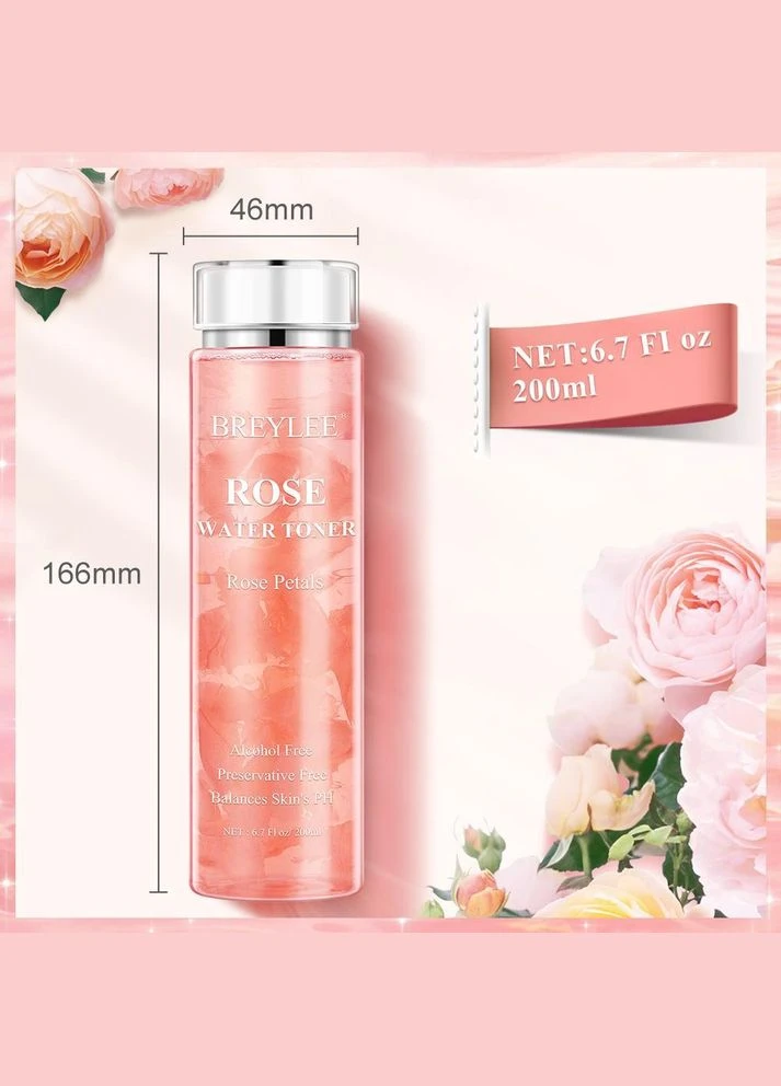 Тонер із трояндовою водою та пелюстками троянд Rose Water Toner, 200 мл BREYLEE (317169735)