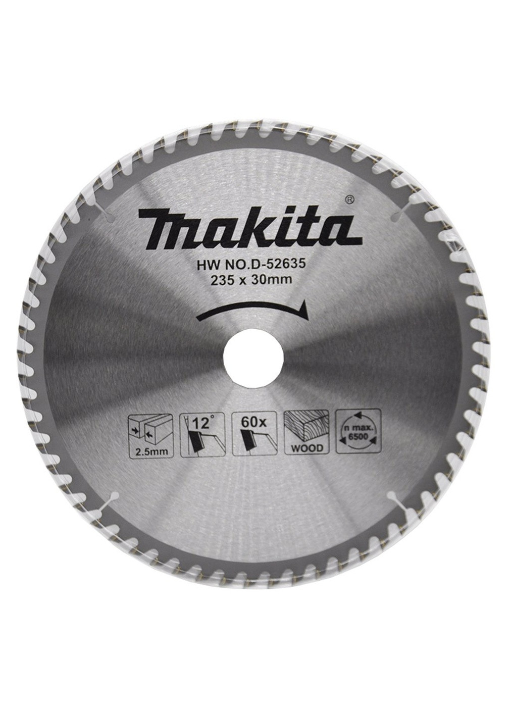Пиляльний диск D52635 (235x30 мм, 60 зубів) ТСТ по дереву (6464) Makita (267819558)