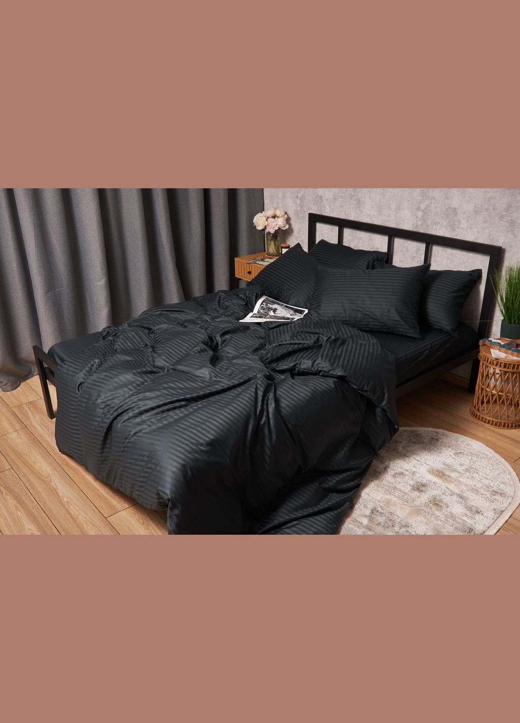 Комплект постельного белья Satin Stripe «» двуспальный 175х210 наволочки 4х50х70 (MS-820005258) Moon&Star Midnight Luxe (296910230)