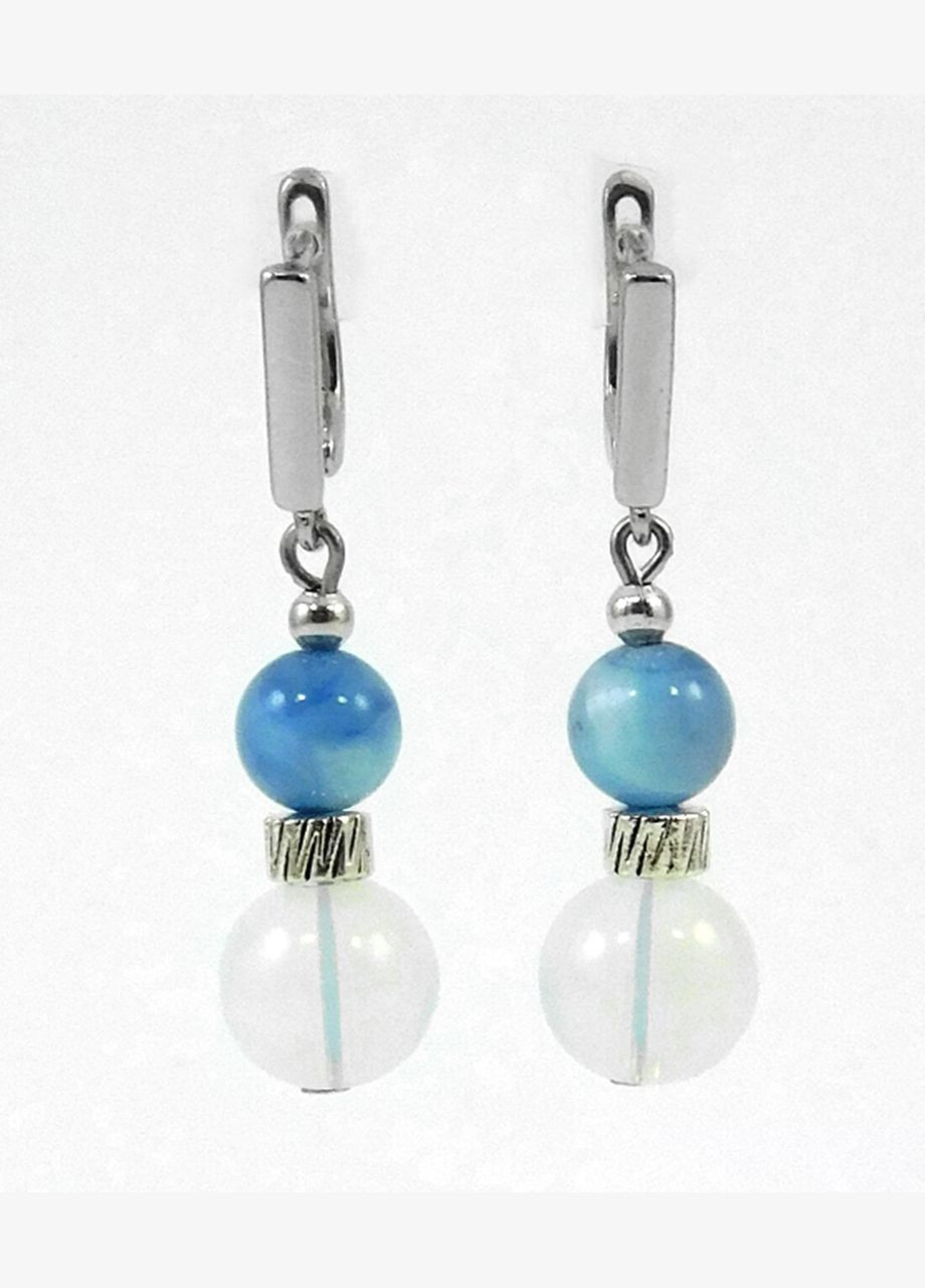 Серьги "Мирра" Лунный камень синтетический, Аквамарин Fursa fashion (322739366)