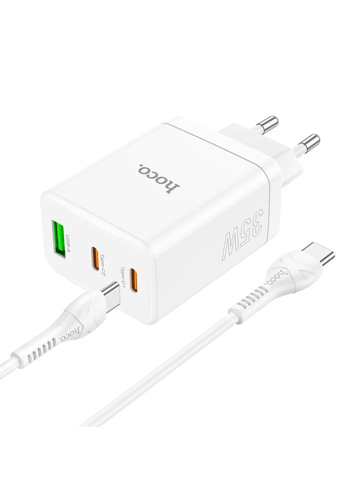 Мережевий зарядний пристрій three-port PD35W(2C1A) charger set(Type-C to Type-C) White (6931474795106) Hoco N33 Start (361347176)