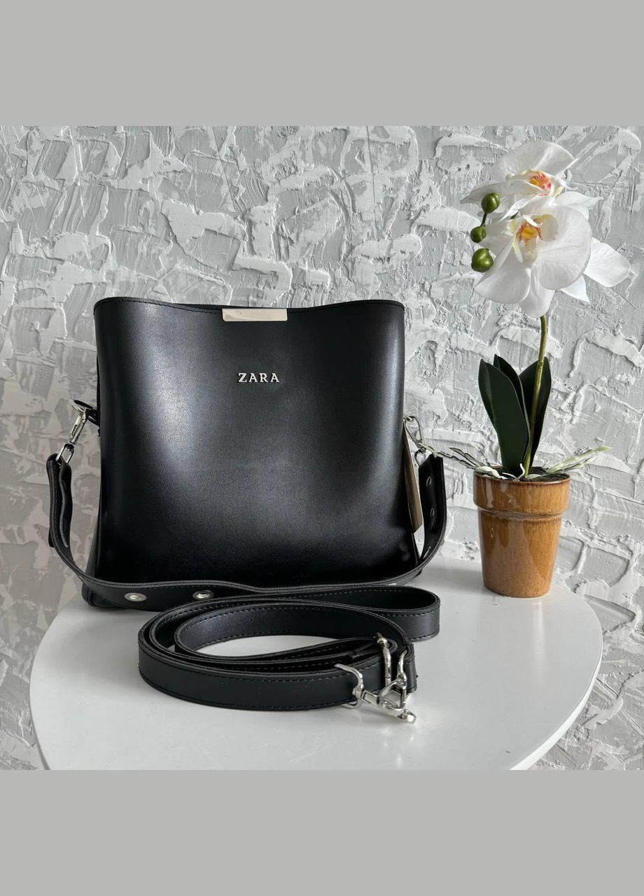 Женская сумка стиль Zara на плечо, сумочка Зара черная эко кожа люкс качество No Brand (334730130)