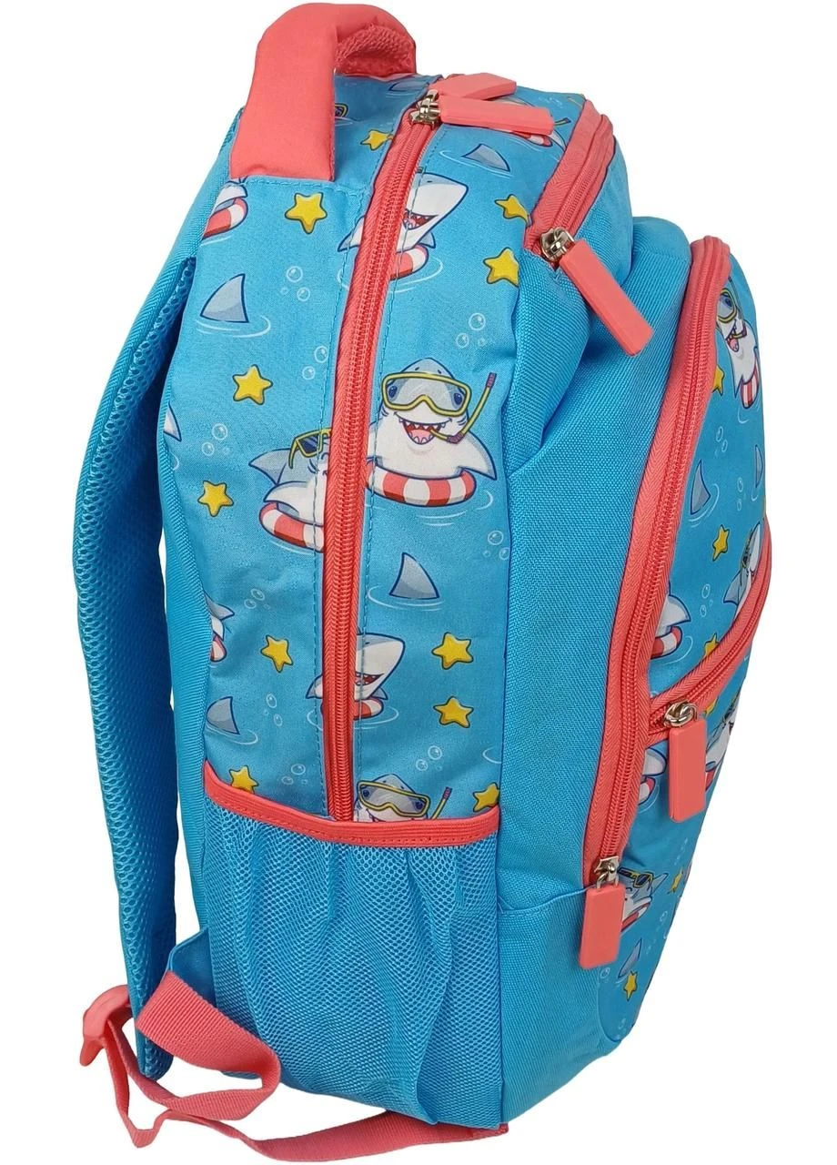Шкільний рюкзак 19L Riciclo Schulrucksack блакитний з акулами No Brand (397298540)