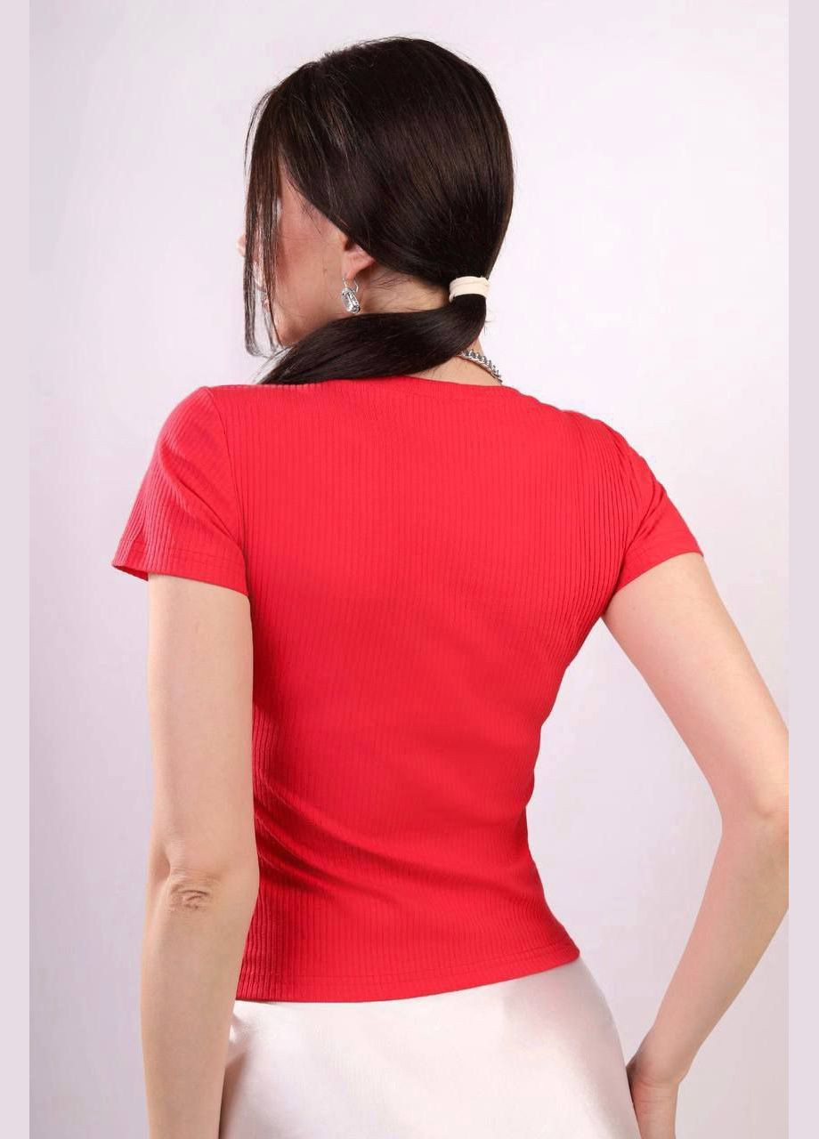 Красная летняя футболка женская летняя с рисунком с коротким рукавом No Brand