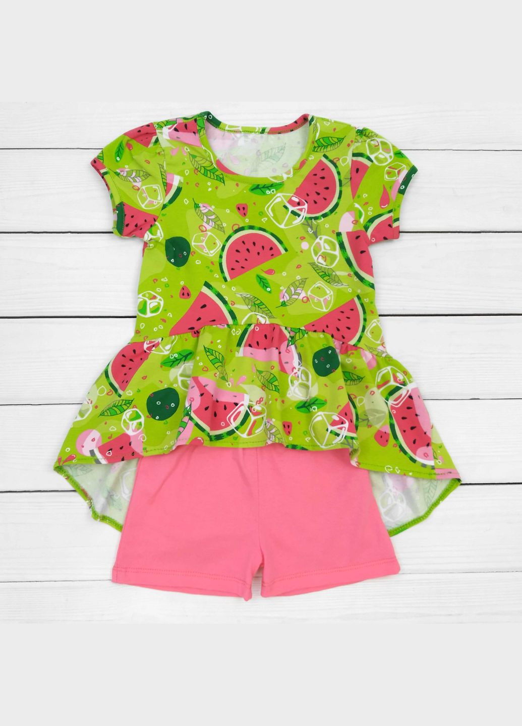 Комбинированный летний туника dexter`s с ассиметричным подолом и шорты summertime зеленый;розовый dexter's