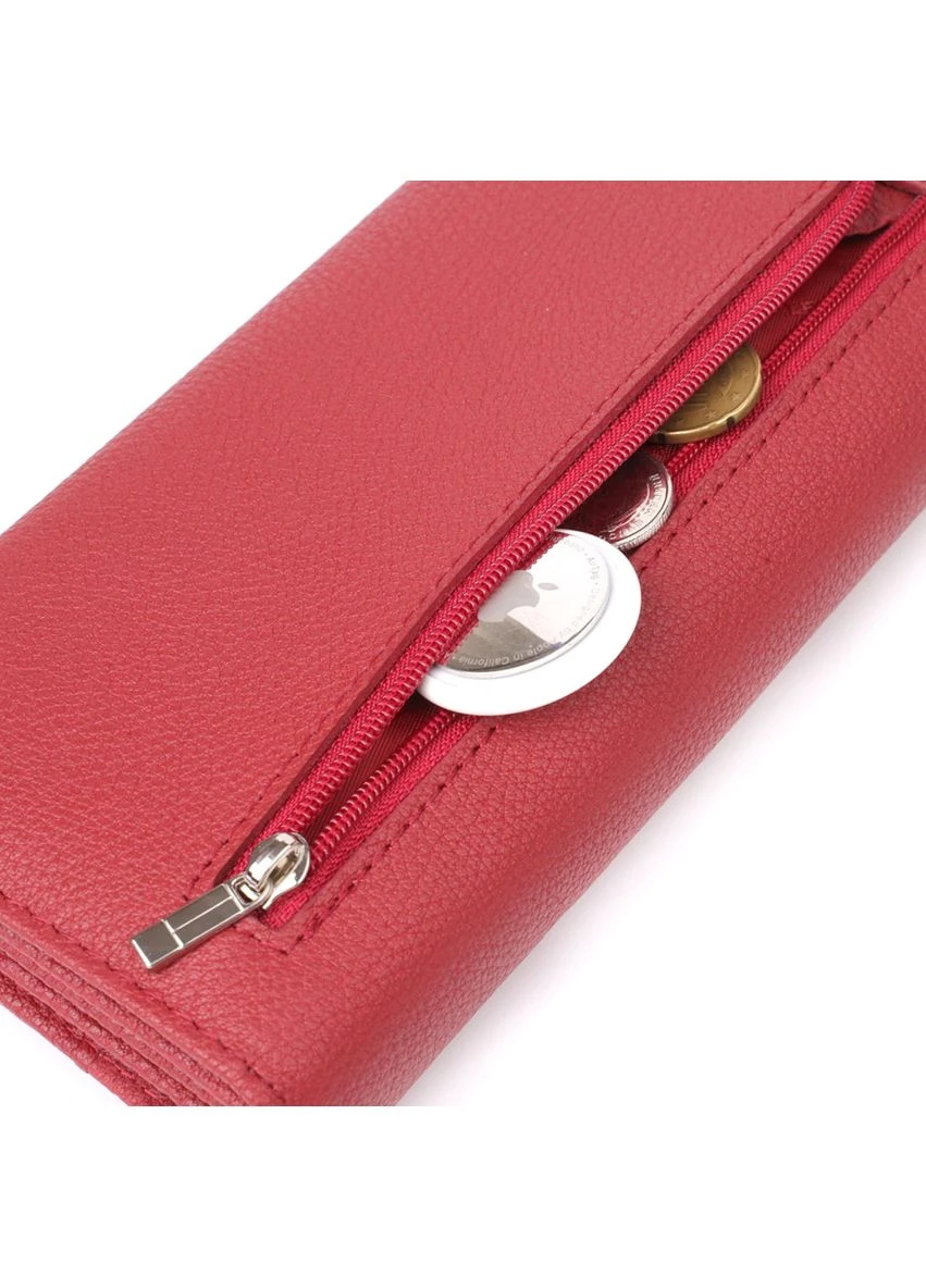 Жіночий місткий гаманець з натуральної шкіри 23096 Червоний st leather (389857792)