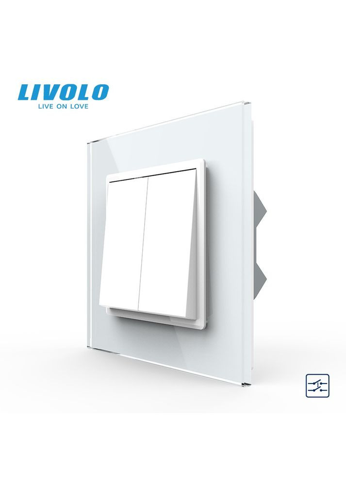 Двоклавішний перехресний вимикач білий (VL-C7FCMM10A-1WP) Livolo (370984944)