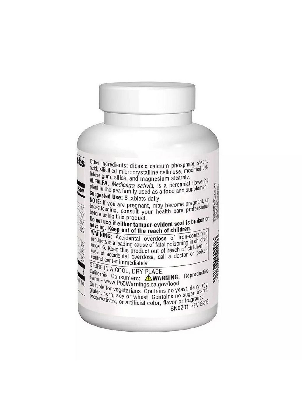 Натуральная добавка Alfalfa 648 mg, 250 таблеток Source Naturals (293337888)
