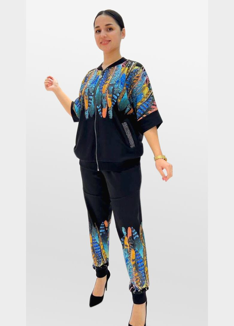 Жіночий чорний костюм, зі стразами. Fashion (337118438)