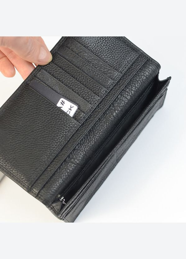 Кошелек купюрник мужской кожаный черный вертикальный для документов на магнитах No Brand (316715424)