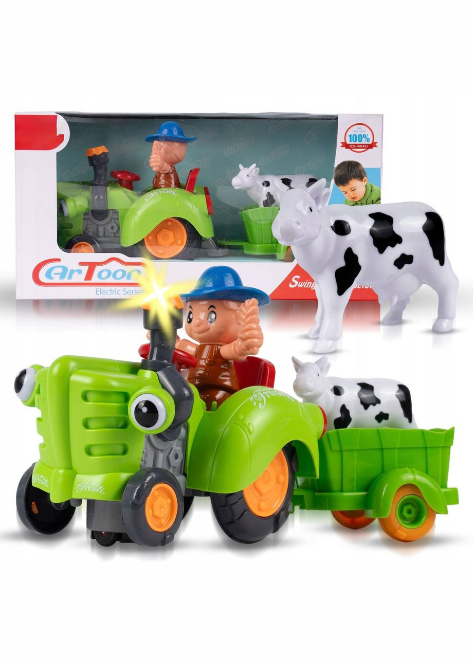 Детский музыкальный зеленый трактор HD 963 со съемным прицепом, музыкальными и световыми эффектами TK Group (338851448)