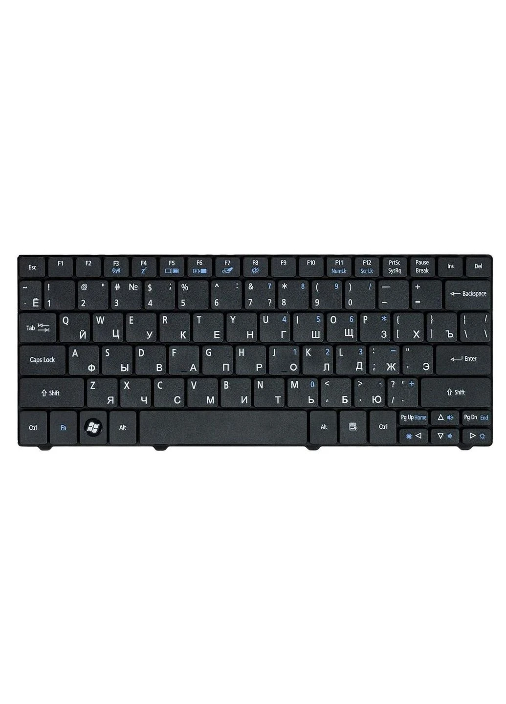 Клавіатура для ноутбука Aspire (1420, 1810, 1810T, 1820, 1825, 1830T) Aspire One (721, 722, 751) Black, RU/EN Acer (396671163)