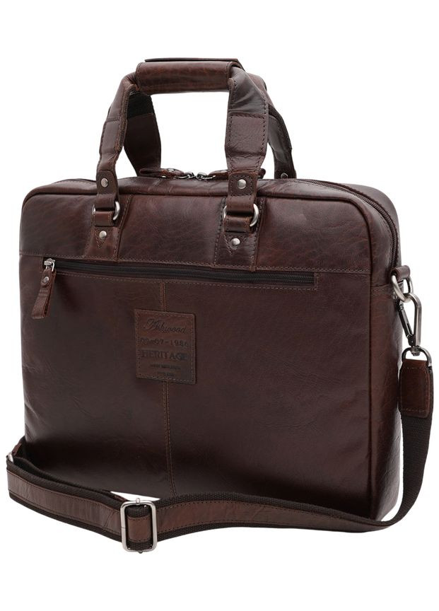 Сумка портфель через плечо для мужчин из натуральной кожи для документов А4 для ноутбука Коричневый 40590 Ashwood (361660274)