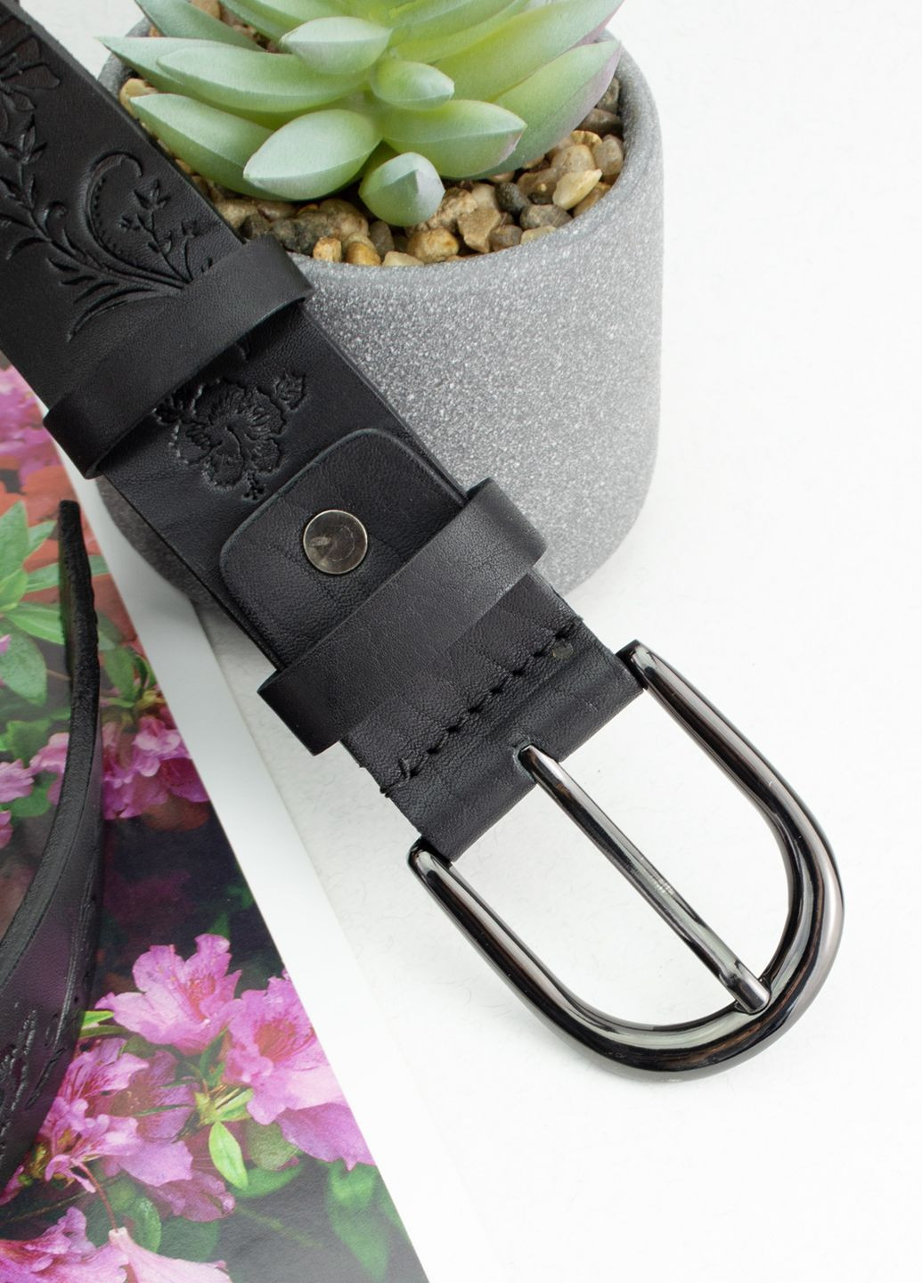 Ремінь жіночий шкіряний батальний SF-3533 чорний (145 см) HandyCover (361639630)