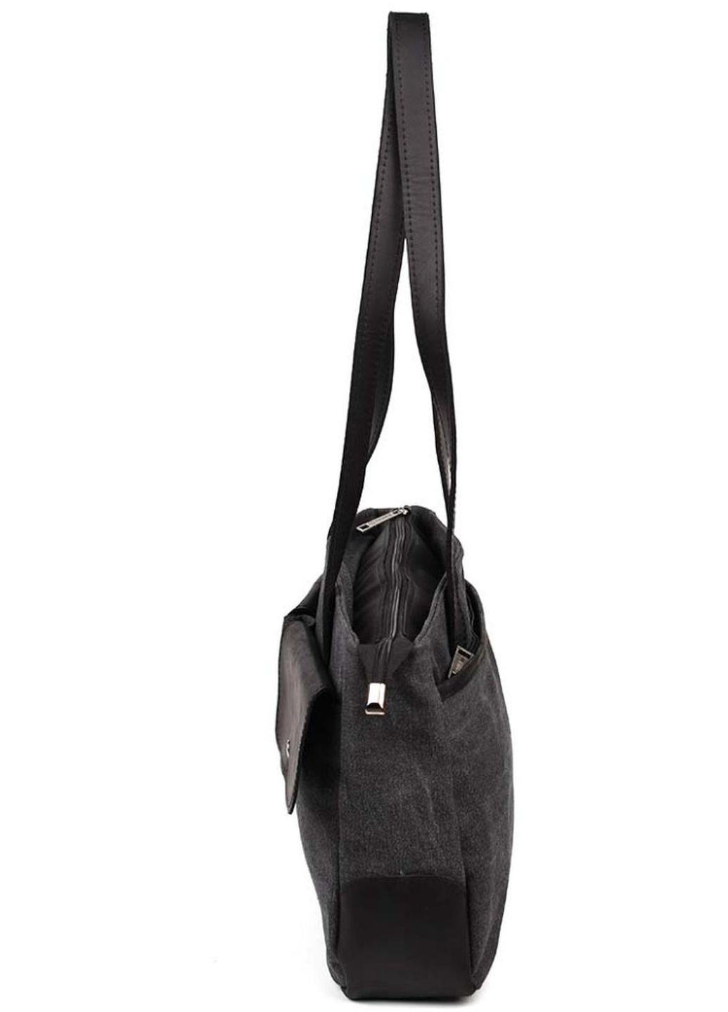 Сумка шоппер жіноча з якісного текстилю та натуральної шкіри на плече велика Чорний 39118 TARWA (353302691)