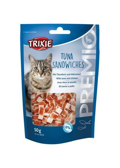 Ласощі Premio Tuna Sandwiches для котів кубики з тунцем і куркою 50 г (*) Trixie (322773802)