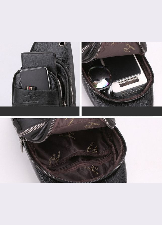 Чоловіча сумка бананка месенджер екошкіра в клітинку Чорний No Brand (302087975)