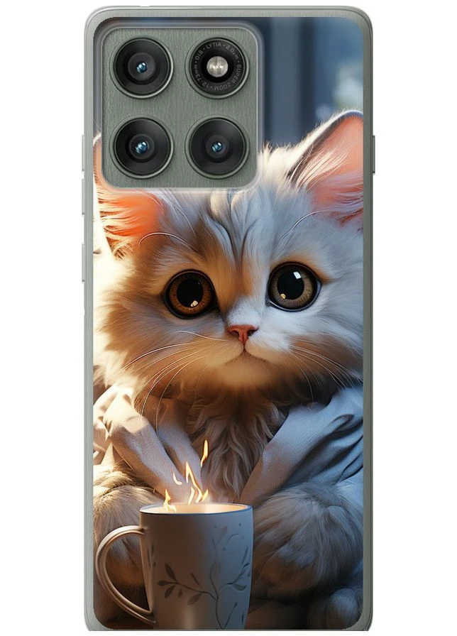 Силіконовий чохол 'Білий кіт' для Endorphone Motorola Edge 60 Pro 5G (383585361)
