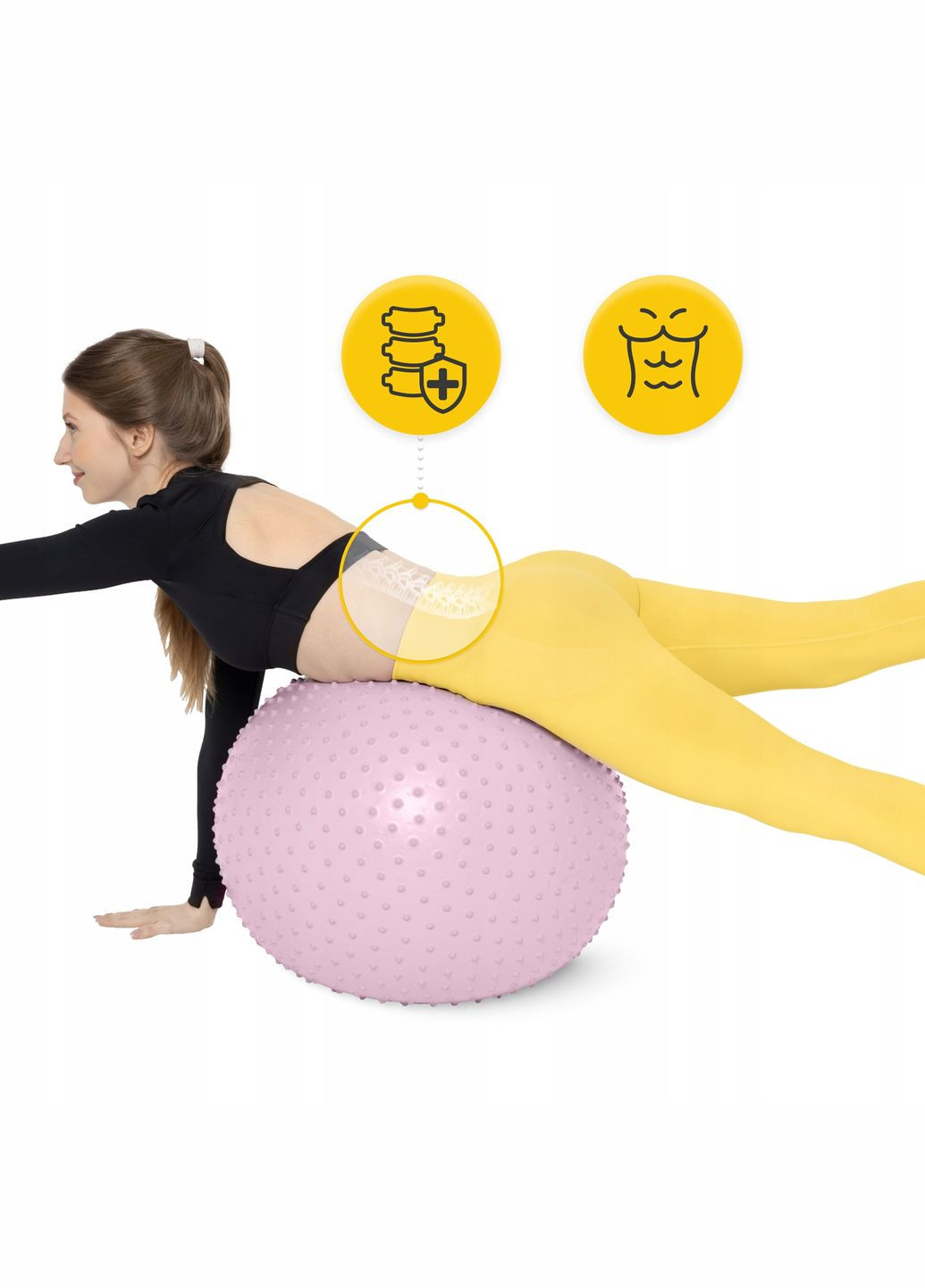 М'яч для фітнесу (фітбол) 65 см масажний Anti-Burst Pink (P-5905973400220) 4FIZJO (301733298)