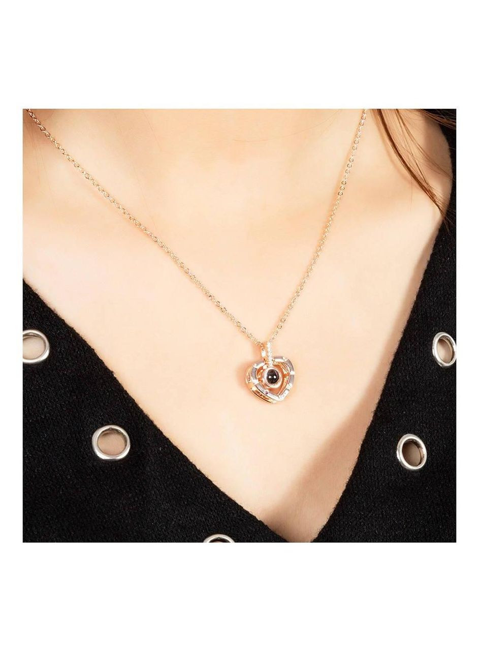 Кулон в форме сердца с проекцией "I love you" на 100 языках мира No Brand (334337697)