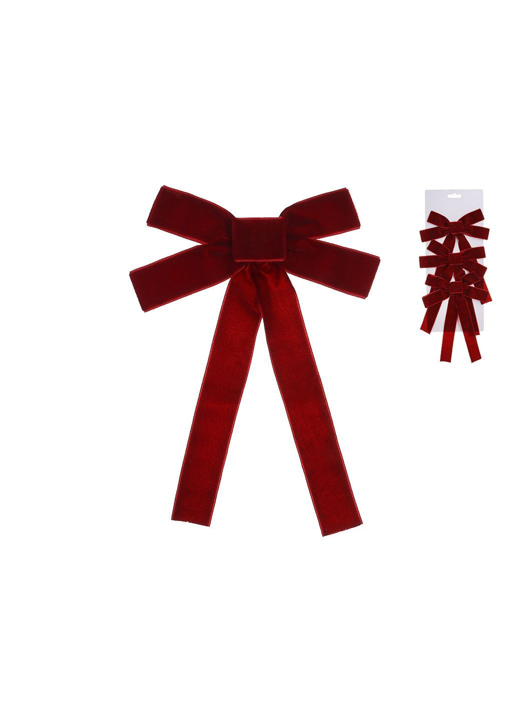 Набір (3шт) оксамитових бантів 15*24см, бордовий Home Decor (369497766)