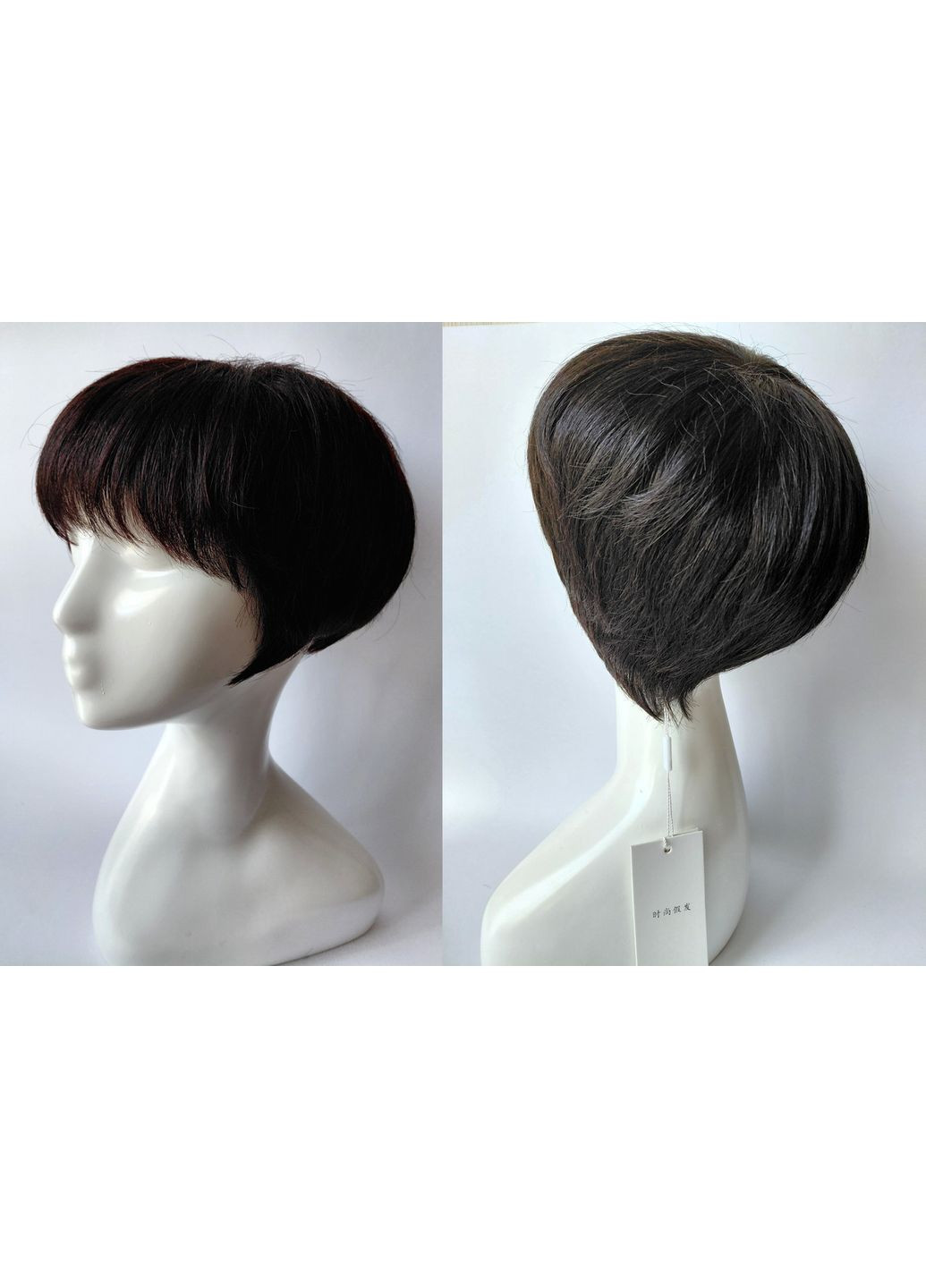 Перука зі 100% натурального волосся боб каре чорний No Brand (362035953)