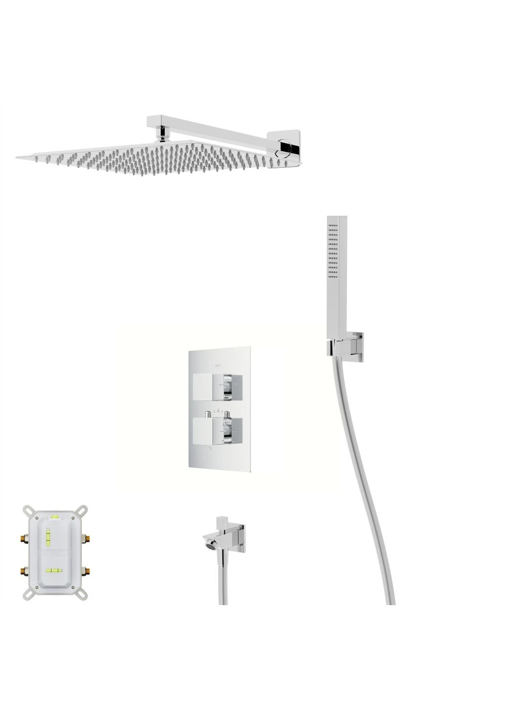 Душевая система ANGO 30 CHROME с изливом и термостатом + BOX скрытого монтажа Corsan (392905911)