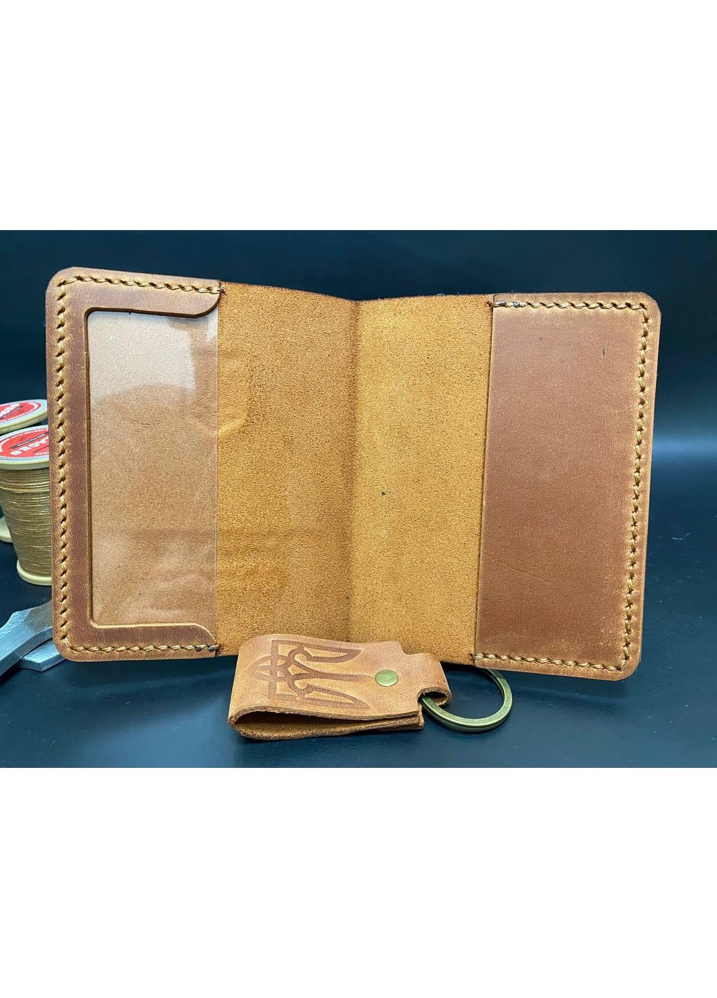 Обкладинка Для Посвідчення Офіцера із Натуральної Шкіри Ручної Роботи Набір + Брелок Коньячний Колір No Brand (356508823)