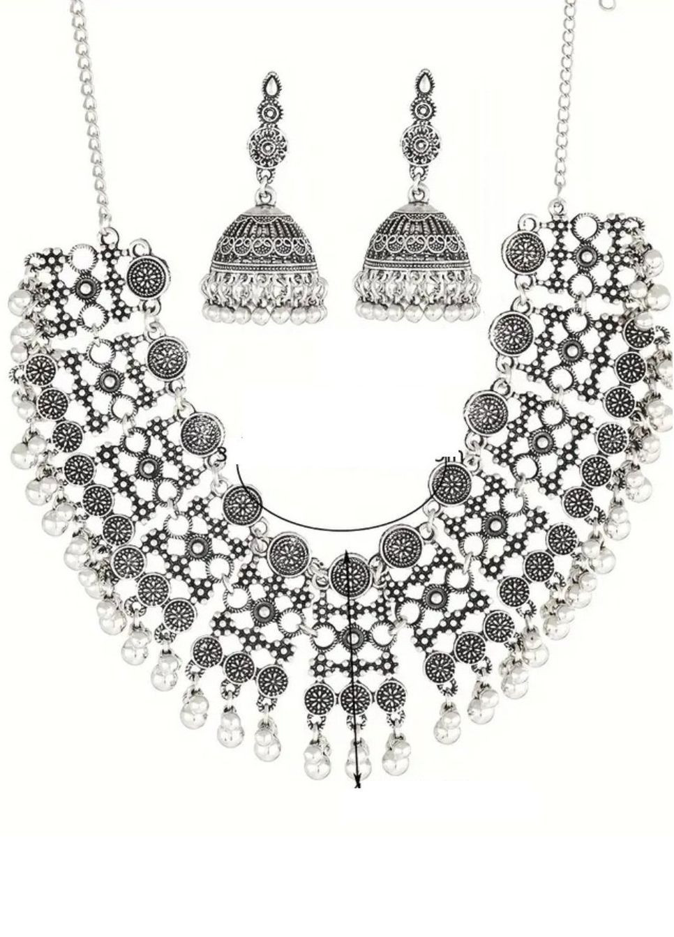 Индийский набор бижутерии ожерелье и серьги джумки, 4301 Fashion Jewelry (365730737)