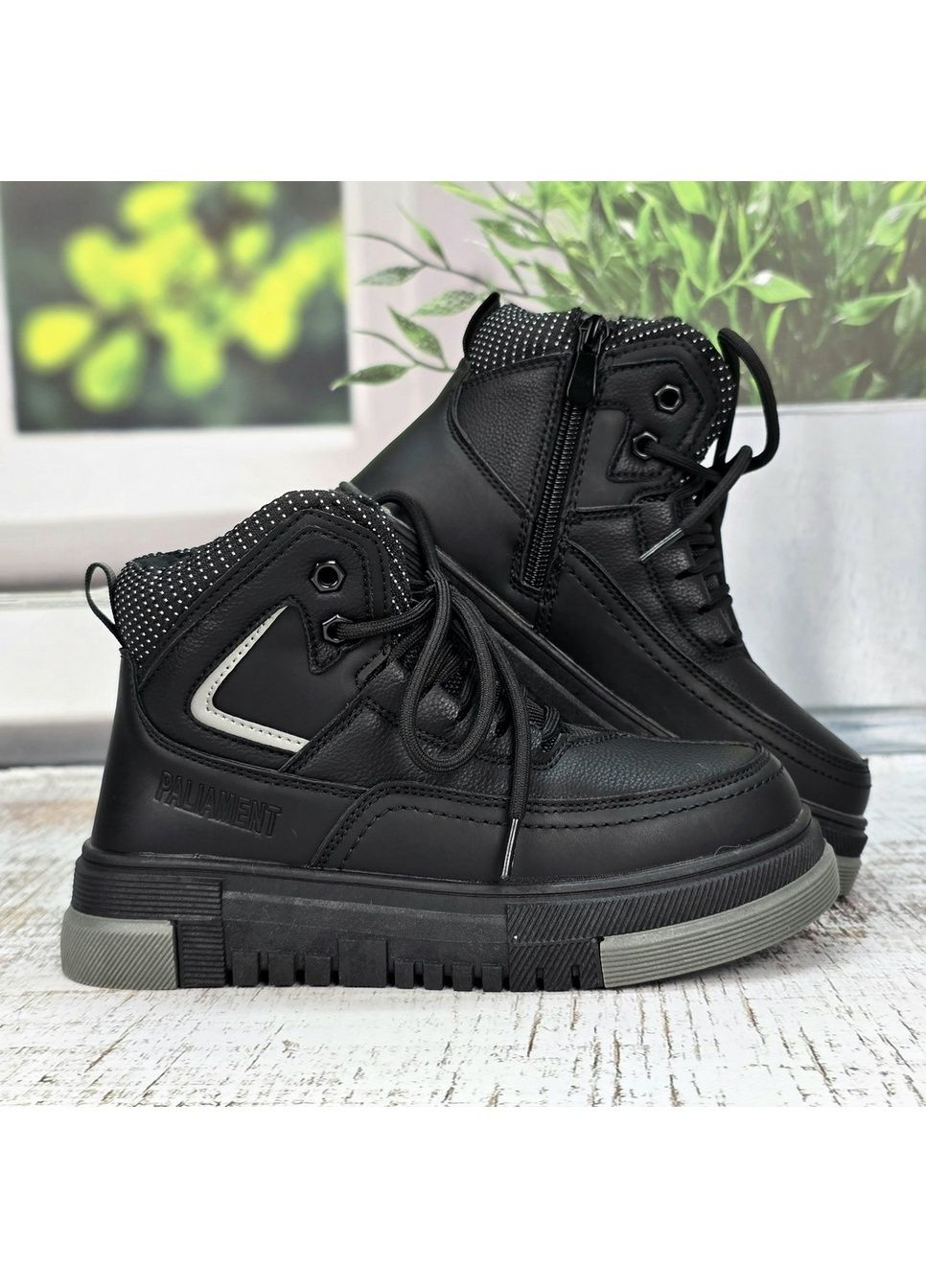 Черные повседневные зимние ботинки зимние подростковые для мальчика черные Paliament
