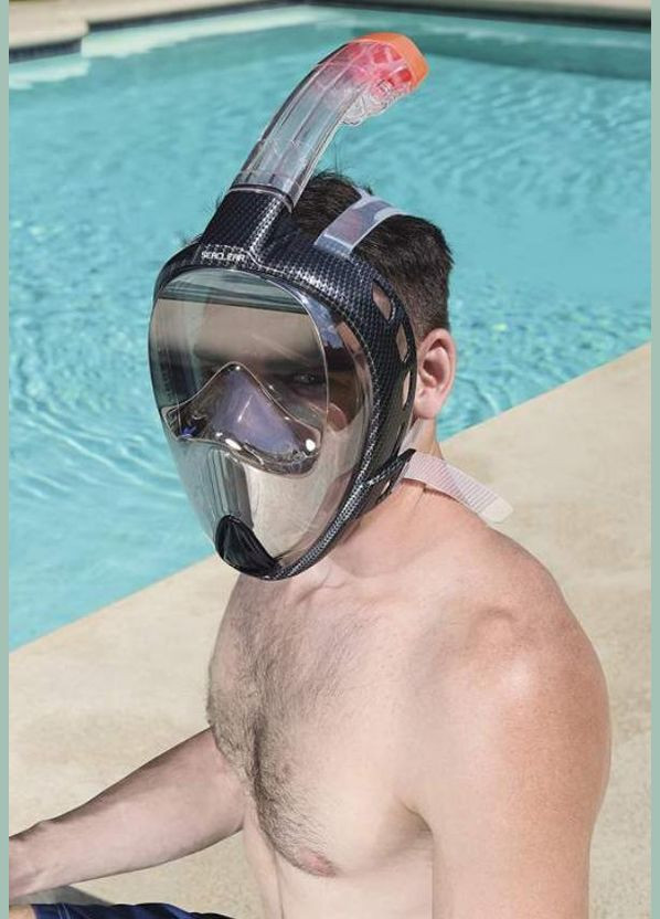 Повнолицева маска для плавання та снорклінгу 24033Е Блакитна (для підлітків від 14 до 18 років) Bestway (311203346)