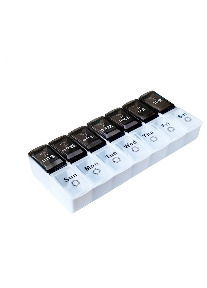 Таблетница органайзер для таблеток Day-Night на 14 отделений Black+White Lesko (362456097)
