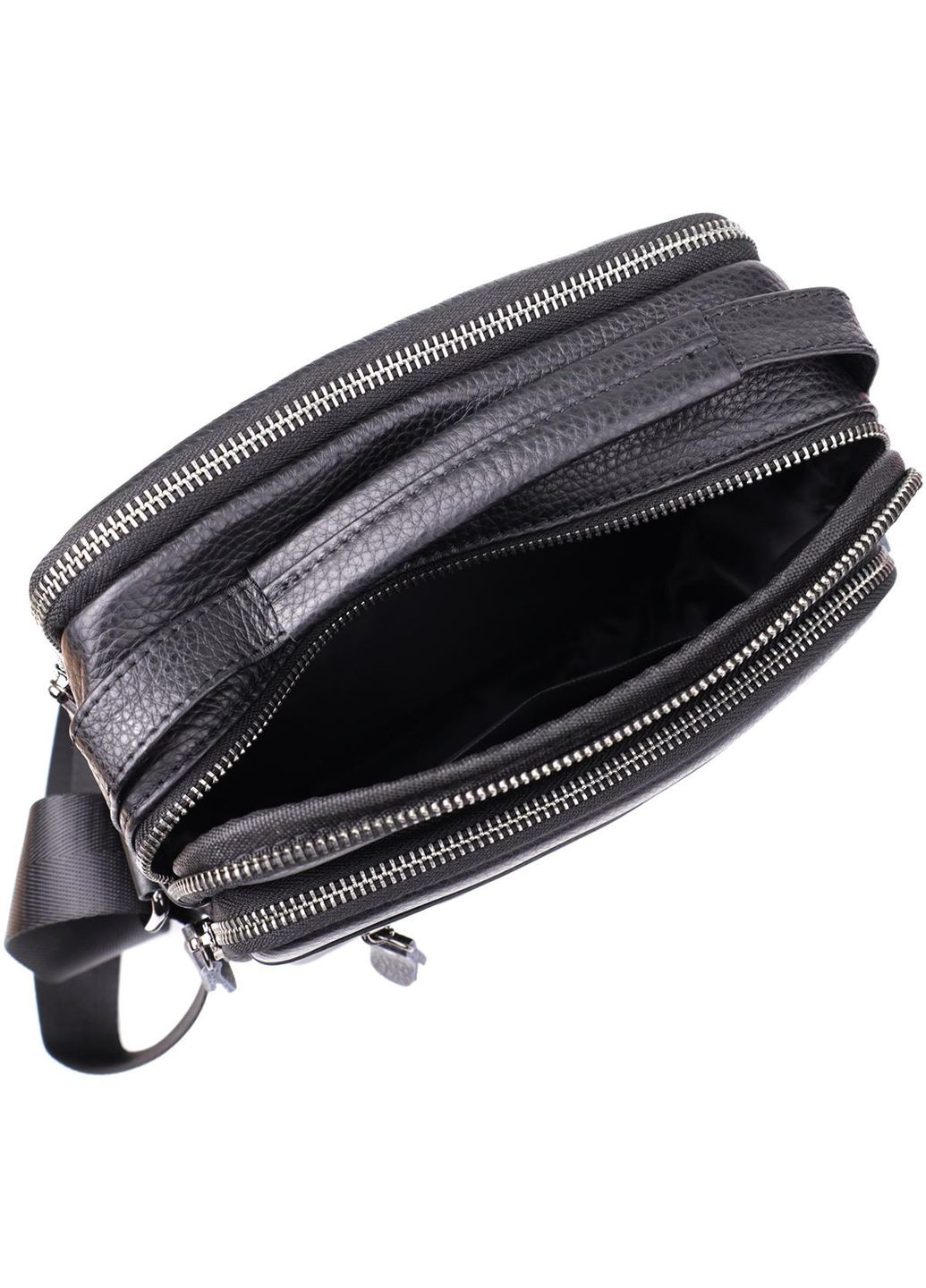 Сумка планшет через плечо мужская из натуральной кожи для телефона и для документов средняя Черный 38304 Vintage (355245261)