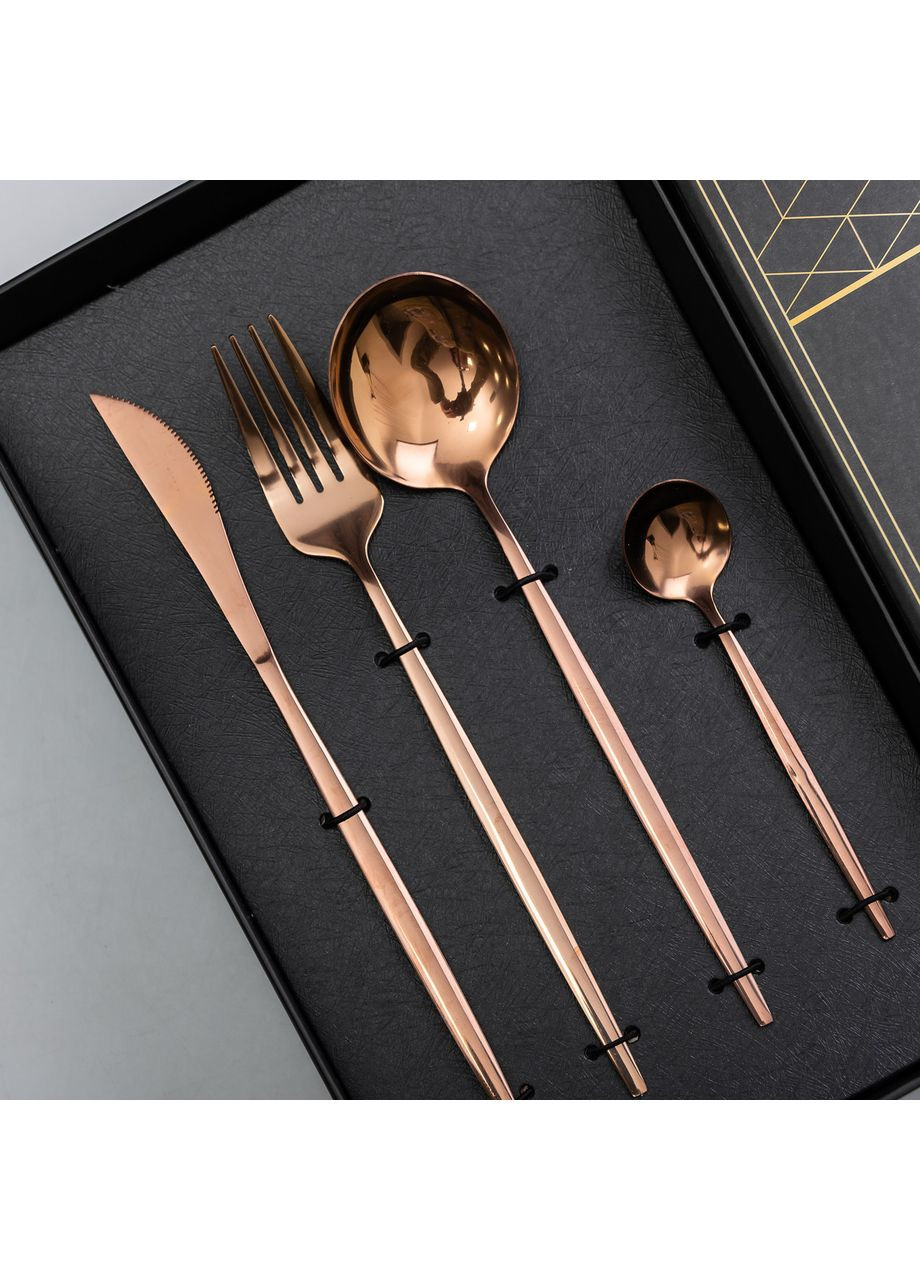 Набір столових приборів 24 предмети набір ложок виделок і ножів на 6 персон Бронзовий No Brand комбінований,