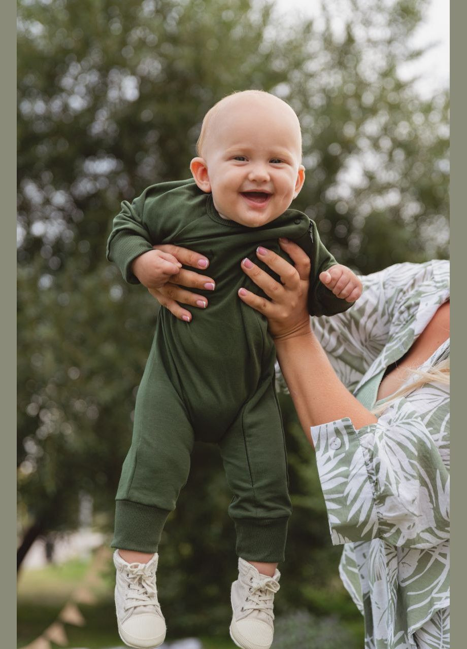 Ромпер детский из двунитки на молнии, цвет хаки, от 6 мес до 2 лет Egoza (350199265)