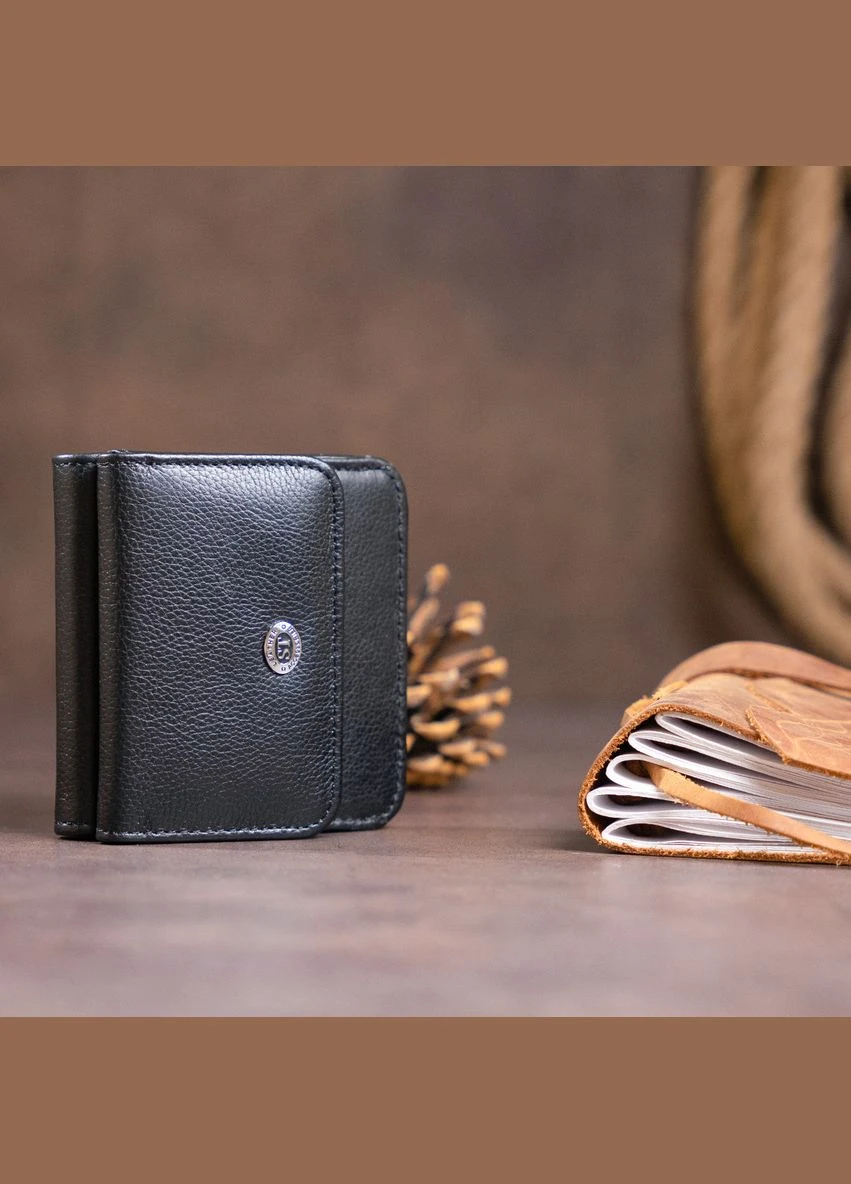 Маленький кошелек на женской кнопке 19232 Черный st leather (313860868)