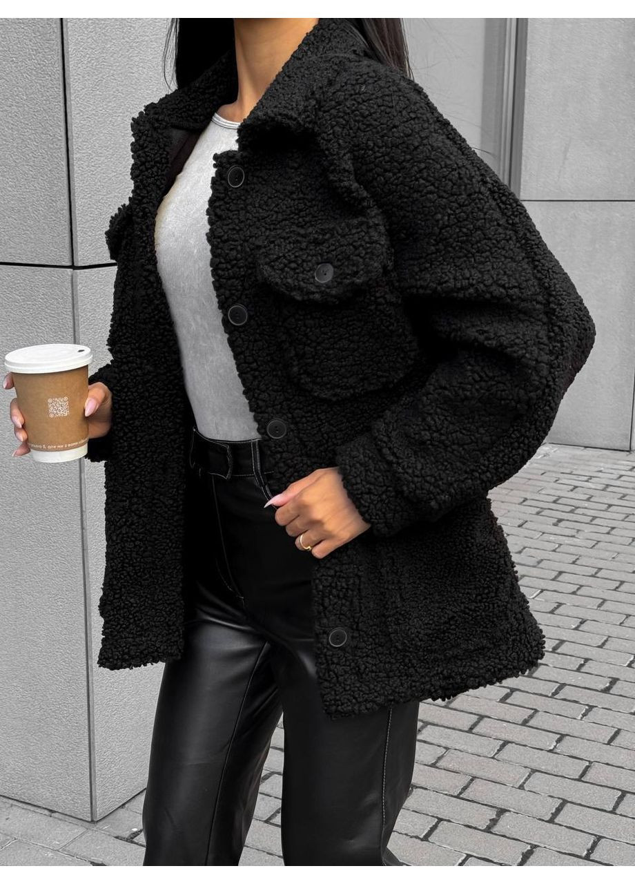 Черная рубашка однотонная DK/DL Мода без кордонів с длинным рукавом