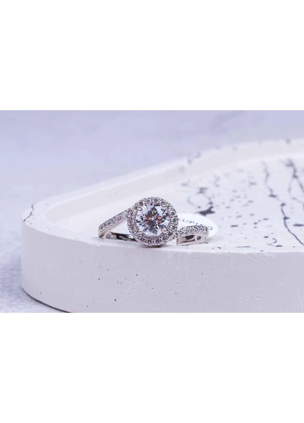 Каблучка жіноча з каменем, кільце з фіанітом, родій, розмір 18 Xuping Jewelry (393951657)
