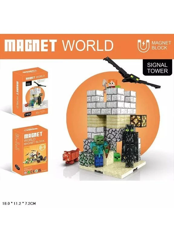 Магнітний конструктор Minecraft 65 деталей: кубики та фігурки, в асортименті - No Brand T9933 (374651994)