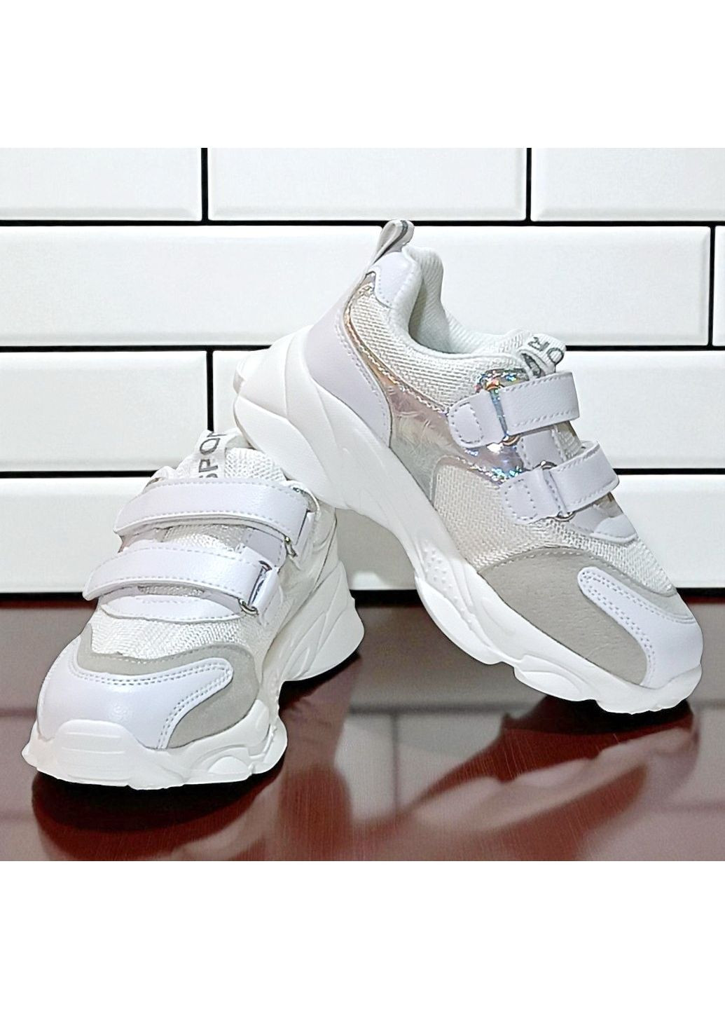 Білі осінні текстильні ортопедичні кросівки на липучках для дівчинки Tom.M