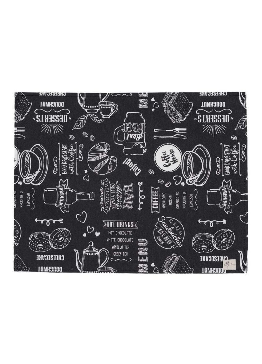 Серветка на стіл Breakfast black 35х45 см Чорно-білий Прованс (372806257)